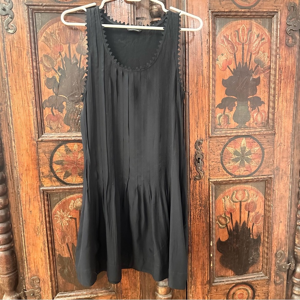 Silk Black Pleated Mini Dress